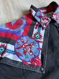 Womens Large - Vintage 90s SW Cowgirl Black / Southwestern / Cow Skull Button Up Shirt w/ Peek-a-boo Cut Out