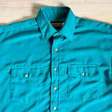 Large - Vintage 90s Panhandle Slim Turquoise/Teal Green Silky Button Up Shirt