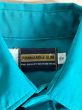 Large - Vintage 90s Panhandle Slim Turquoise/Teal Green Silky Button Up Shirt