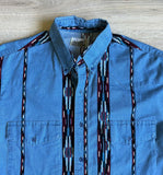 Medium - Vintage 90s Express Rider Baby Blue/ Southwest Striped Button Up Shirt