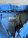 Medium - Vintage 90s Express Rider Baby Blue/ Southwest Striped Button Up Shirt