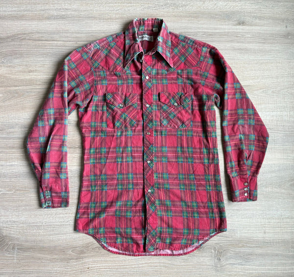 Sm/Med - Vintage 60s Sheplers Plaid Flannel Western Pearlsnap Shirt