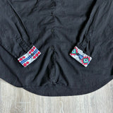 Womens Large - Vintage 90s SW Cowgirl Black / Southwestern / Cow Skull Button Up Shirt w/ Peek-a-boo Cut Out