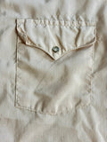 L/XL - Vintage 70s Panhandle Slim Peach Polyester Stripe / Raindrop Textured Western Pearlsnap Shirt