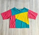 Womens Med - Vintage 80s Two Potato Cropped Abstract Shirt