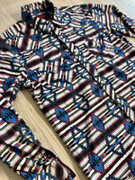Sm/Med - Classic Rock & Roll Denim White/Blue Southwestern Pearlsnap Western Shirt