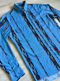Medium - Vintage 90s Express Rider Baby Blue/ Southwest Striped Button Up Shirt