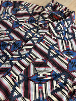 Sm/Med - Classic Rock & Roll Denim White/Blue Southwestern Pearlsnap Western Shirt
