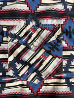 Sm/Med - Classic Rock & Roll Denim White/Blue Southwestern Pearlsnap Western Shirt