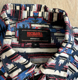 Sm/Med - Classic Rock & Roll Denim White/Blue Southwestern Pearlsnap Western Shirt