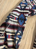 Sm/Med - Classic Rock & Roll Denim White/Blue Southwestern Pearlsnap Western Shirt