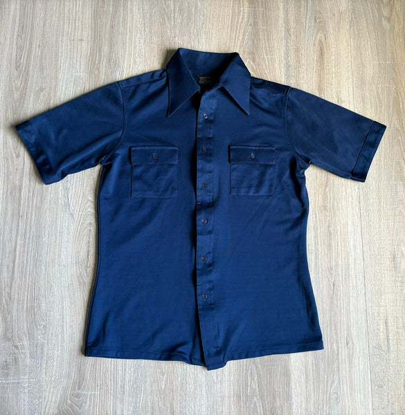 Medium - Vintage 70s JC Penny Short Sleeve Button Up Leisure Shirt
