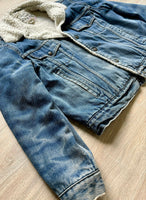 Large - Vintage 70s Silver Spur Western Sherpa Lined Denim Trucker Jacket / Coat