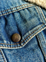 Large - Vintage 70s Silver Spur Western Sherpa Lined Denim Trucker Jacket / Coat