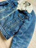 Large - Vintage 70s Silver Spur Western Sherpa Lined Denim Trucker Jacket / Coat