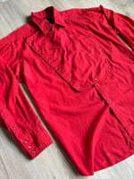 XL- Vintage 80s Panhandle Slim Red Western Bib Front Pearlsnap Shirt