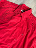 XL- Vintage 80s Panhandle Slim Red Western Bib Front Pearlsnap Shirt