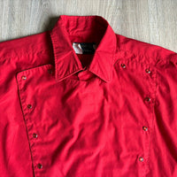 XL- Vintage 80s Panhandle Slim Red Western Bib Front Pearlsnap Shirt