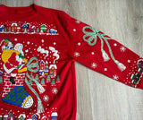 Med/Lrg - Vintage 80s Puff Print Christmas / Santa Claus / Snow Grandma Sweatshirt