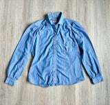Womens Med - Vintage 70s TemTex Blue/Red Stripe Button Up Shirt