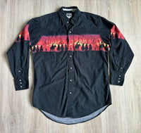 Large - Vintage 90s Cumberland Black / Sunset / Cowboy Silhouette Western Pearlsnap Shirt