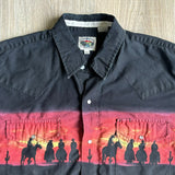 Large - Vintage 90s Cumberland Black / Sunset / Cowboy Silhouette Western Pearlsnap Shirt