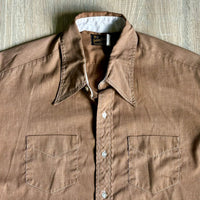 L/XL - Vintage 50s/60s Golden Touch Brown Chambray Leisure Shirt