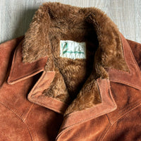 Vintage 70s Suede Western Overcoat / Jacket w/Faux Fur Liner (Sm/Med - 40R)