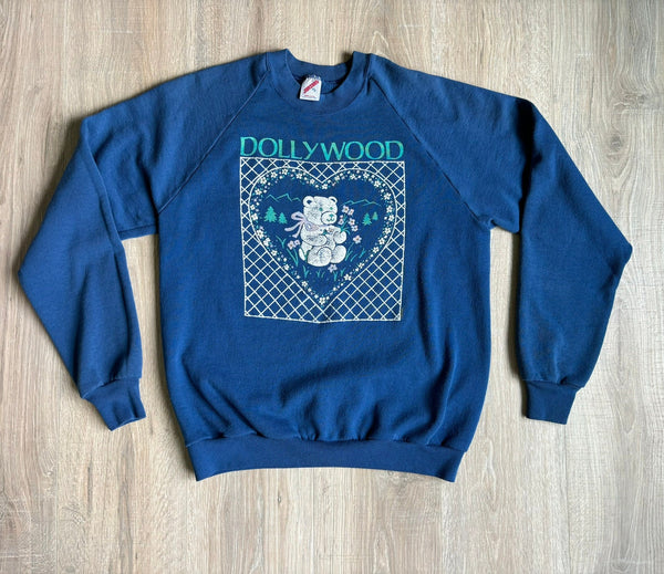 Sm/Med - Vintage 80s Dollywood / Bear Faded Blue Sweatshirt