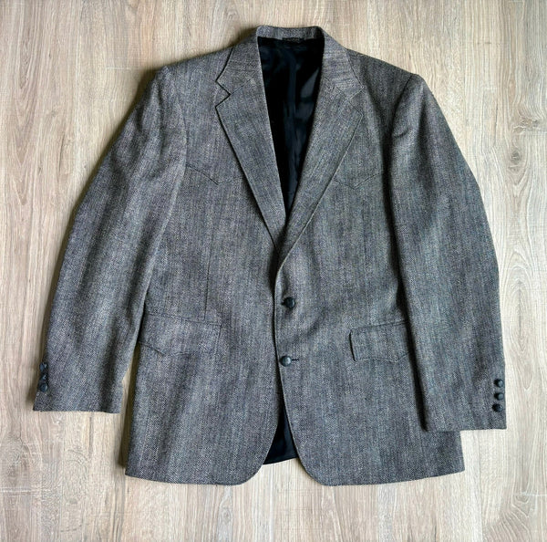 Large - Vintage 80s Pagano West Herringbone Western Sport Coat / Blazer (44L Chest)