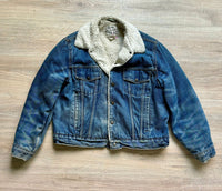 Large - Vintage 70s Silver Spur Western Sherpa Lined Denim Trucker Jacket / Coat