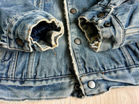Large - Vintage 70s Silver Spur Western Sherpa Lined Denim Trucker Jacket / Coat