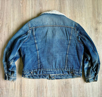 Large - Vintage 70s Silver Spur Western Sherpa Lined Denim Trucker Jacket / Coat