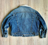 Large - Vintage 70s Silver Spur Western Sherpa Lined Denim Trucker Jacket / Coat