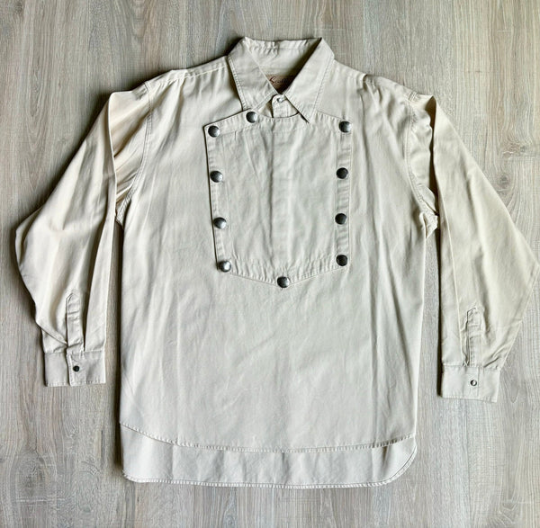 XL- Classic Scully Beige Western Bib Front Button Up Shirt w/Concho Buttons
