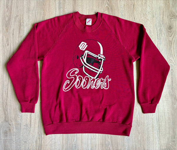 Medium - Vintage 80s Oklahoma University / OU Sooners Jerzees Football Sweatshirt