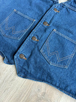 Large - Vintage 80s Wrangler Western Denim Western / Biker Vest with Patches (Eagle, etc)
