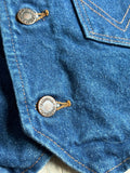 Large - Vintage 80s Wrangler Western Denim Western / Biker Vest with Patches (Eagle, etc)