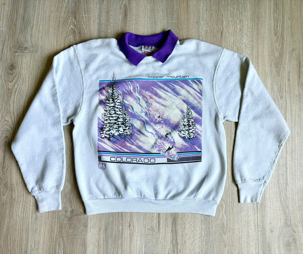 Sm/Med - Vintage 80s Copper Mtn Colorado Ski Sweatshirt w/ Collar