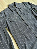 Medium - Vintage 80s Wrangler Black / Gold Striped Pearlsnap Western Shirt
