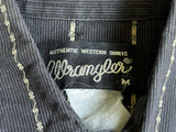 Medium - Vintage 80s Wrangler Black / Gold Striped Pearlsnap Western Shirt