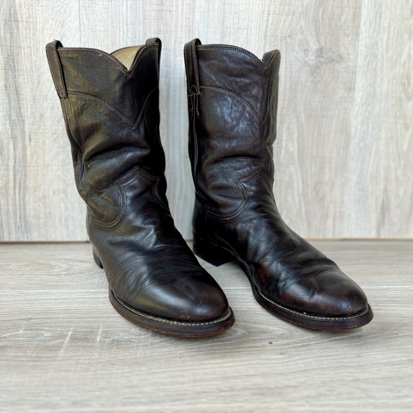 Size 9.5 Justin Dark Brown Cowboy Boots