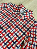 Medium - Vintage 70s/80s Red White Blue Plaid Polyester Button Up Shirt