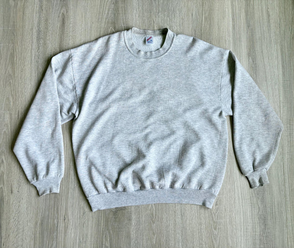 Large - Vintage 80s Jerzees Plain Heather Gray Sweatshirt
