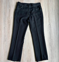 Vintage 70s Black Polyester Western Pants w/ White Stitching (34-35 Waist)