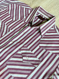 XL - Classic ELY Plains Maroon / White Striped Pearlsnap