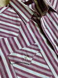 XL - Classic ELY Plains Maroon / White Striped Pearlsnap