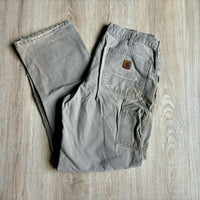 Carhartt Faded Beige Double Knee Dungaree Work Pants (34 Waist)