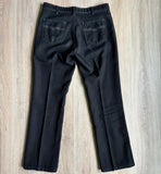 Vintage 70s Black Polyester Western Pants w/ White Stitching (34-35 Waist)