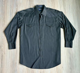 XXL - Vintage 70s Panhandle Slim Black / Gold Striped Polyester Western Pearlsnap Shirt